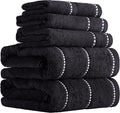 Lavish Home 6 Piece Bathroom Towels Set - 525GSM 100% Cotton Bathroom Essentials - 2 Bath Sheets, 2 Hand Towels, and 2 Wash Cloths for Bath, Shower, Gym, Spa, and Dorm Room (Black)