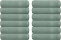 GLAMBURG Ultra Soft 12-Piece Washcloths Set 13x13-100% Ringspun Cotton - Durable & Highly Absorbent Face Towels - Ideal for use in Bathroom, Kitchen, Gym, Spa & General Cleaning - Jade