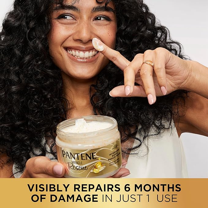 Pantene Miracle Rescue Hair Mask, Intensive Bond Repair with Melting Pro-V Pearls/Melts Away Damage/Builds Bonds/Strengthens Against Damage/Deep Conditioning - Dry Damaged Hair 10.1 fl oz (Pack of 12)