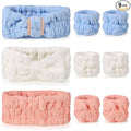 DiyJibb 9 Pcs Spa Headband for Washing Face,Skincare Headband and Wristband Set,Women Teen Girls Facial Hairbands for Washing Face, Makeup, Sports, Yoga (apricot + blue + orange pink)
