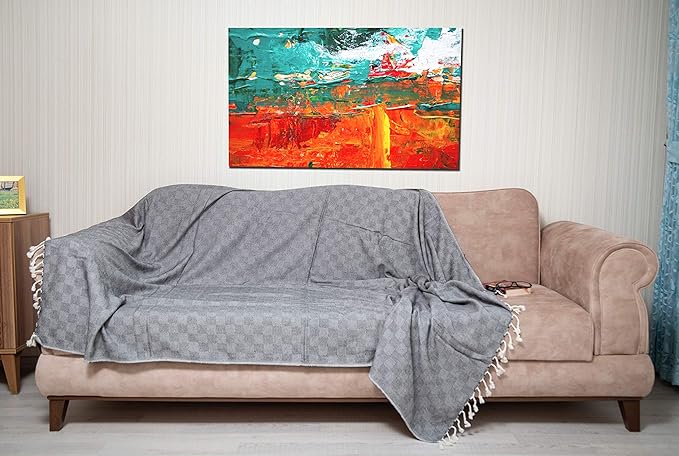 Bersuse 100% Cotton Milas XL Throw Blanket for Couch - 100% Cotton Lightweight Durable Throw Blanket, Big Blanket for Sensitive Skin, Decorative and Versatile - 60x90 Inches, Black