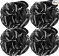 DadyMart Bath Shower Loofah Sponge 60g Bath Mesh Pouf Shower Ball Body Scrubber Exfoliating Bath Sponge for Women and Men, Set of 4, Black