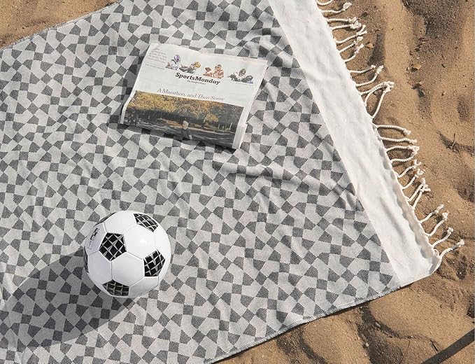 Turkish Bath Towel 100% Cotton, Hamman, Eco-Friendly Quick Dry Travel Sauna Spa Beach Pool (35 x 70 inches) Soft Absorbent, Picnic, Peshtemal Towels (Black Diamond)