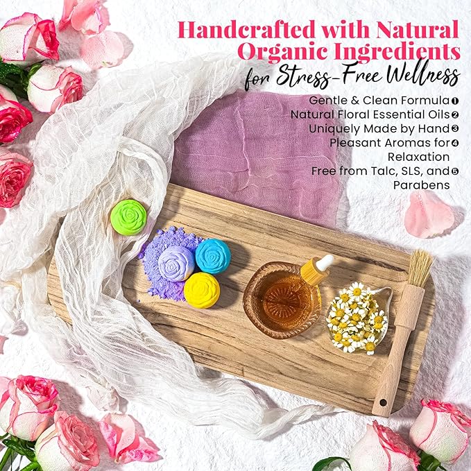 Bath Bomb Gift Set for Women – 10 Pack Handmade with Natural Essential Oils, 5 Aromatic Scents, Relaxing Rose Bubble Bath, Self Care Birthday & Summer Gifts for Mom, Wife, and Her