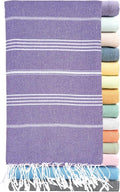 Ray Silver Turkish Beach Towel – 100% Cotton 40x71 Quick Dry Oversized Sand Free Lightweight Blanket for Travel Camping Bath Sauna Pool Gym Yoga (1pc - S-Purple)