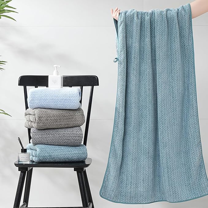 Ultra Soft Bath Towel Set,12 Piece (4 Bath Towels,4 Hand Towels,4 Washcloths) Family Bathroom Towels Set with Hanging Loop,Quick Dry Extra Absorbent Shower Towel for Bathroom,Hotel,Spa-Turquoise