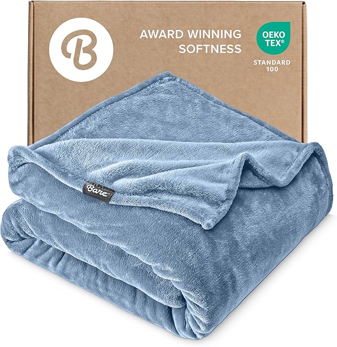 Bare Home Fleece Blanket - King Size - Ultra-Soft Lightweight for Bed, Sofa, and Couch - Luxury Microplush - Cozy Warm Blanket (King, Coronet Blue)