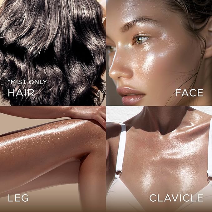 Absolute New York - Silk Glow Shimmer Mist Glow, Radiant, Shimmer Body & Face & Hair, Shea Butter, Coconut Oil, Vitamin E (SBGS13 Island Bronze Mist, 3.4 fl oz)