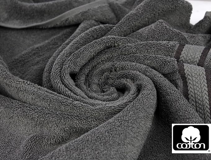COTTON CRAFT - 4 Pack -Ultra Soft Oversized Extra Large Bath Towels 30x54 Charcoal- 100% Pure Ringspun Cotton - Luxurious Rayon Trim - Ideal for Daily Use - Each Towel Weighs 22 Ounces