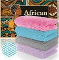 4PCS African Net Sponge - Exfoliating Bath Scrubber for Face/Body, Portable Travel Pack, Durable & Mild Exfoliation(Light Purple,Gray,Sky Blue,Pink)