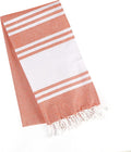 Goroly Home Cotton Turkish Peshtemal Beach Towel, Extra Large, Thin Quick Dry Sand Free Pool & Swim Towel, Bathing Blanket, Travel Essentials, (Orange, 36x71 Inches)