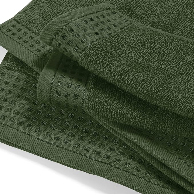 GLAMBURG 100% Cotton Oversized 2 Pack Bath Sheets 35x70, Ultra Soft Highly Absorbant Compact Quickdry & Lightweight Large Bath Sheet Set, Ideal for Gym Travel Camp Pool - Olive Green