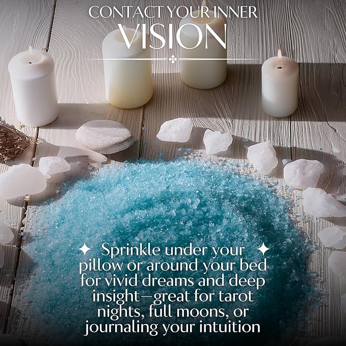 Blue Witch's Dream Sea Salt for Psychic Vision & Astral Travel Rituals – Natural Real Salt Ideal for Divination & Third-Eye Activation – Resealable Bag, Witches & Wiccan