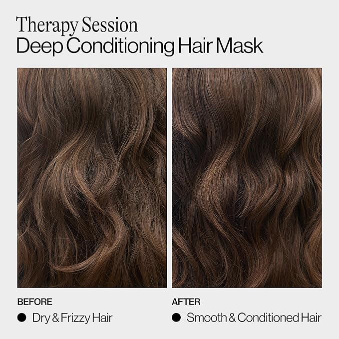 Eva NYC Therapy Session Deep Conditioning Hair Mask with Vegan Protein, Jojoba Oil + Argan Oil - Hydrate, Soften + Repair Hair Strength - Sulfate Free - Warm Vanilla Scent - 13.5 fl oz