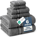 LANE LINEN Luxury Bath Towels Set - 6 Piece 100% Cotton Bathroom Quick Dry Shower Extra Aborbent Towel Super Soft 2 Hand Wash Cloths Space Grey