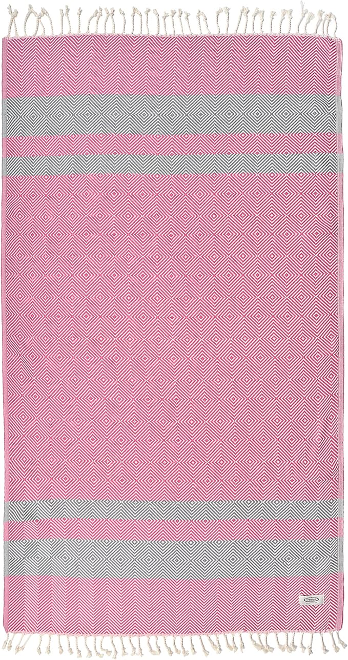Beach Towel | Cotton Beach Towels, Easy to Carry, Sand Free, Highly Absorbent, Quick Dry, Turkish Towels for Travel Camping Bath Sauna Beach Gym Pool Yoga SPA by Lahammam, Design, Pink