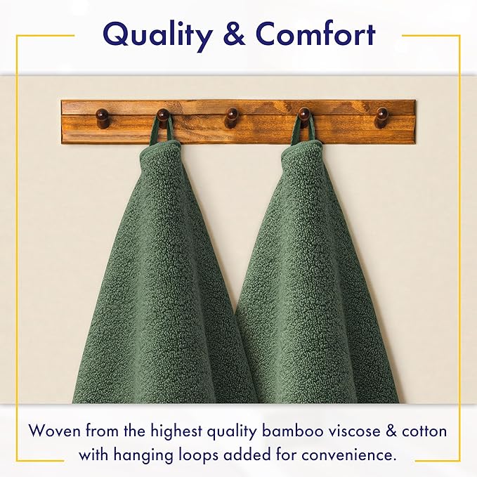 Alusa Home Ultra Soft & Plush Viscose from Bamboo Bath Sheets - 700 GSM Pack of 2 - Extra Large 70x35 in - Super Absorbent & Quick Drying (Hunter Green)