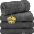Cotton Paradise 4 Piece Turkish Bath Towels for Bathroom, Extra Large Soft Plush Towels Bathroom Set, Dark Gray
