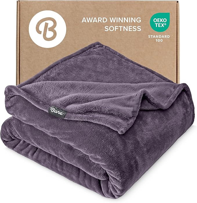 Bare Home Fleece Blanket - Full/Queen - Ultra-Soft Lightweight for Bed, Sofa, and Couch - Luxury Microplush - Cozy Warm Blanket (Full/Queen, Eggplant)