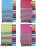 RAY SILVER Turkish Beach Towel - pack of 4 Cotton 40x71 Inch Oversized 100% Sand Free Lightweight Absorbent Quick-Dry Blanket, Extra Large Bath Towels for Travel & Pool, Blue Red Pistachio Green Pink