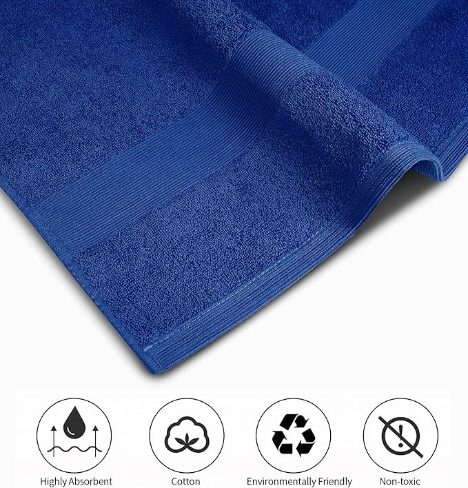 Softolle Luxury Bath Towels Set of 4 (27” x 54”) | Towels for Bathroom | Super Soft | Highly Absorbent Towels for Home, Spa, Gym (Royal Blue)