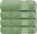 Cotton Paradise 100% Cotton Turkish Washcloth Set for Bathroom, 4 Piece Soft Absorbent Small Towels Wash Rags, Sage Green