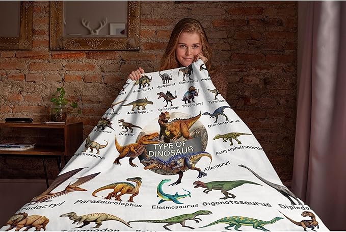 Dinosaur Blanket Flannel Fleece Blanket Throw Couch Microfiber Soft Cozy Lightweight Luxury Bed Blanket 120"x90"for Family