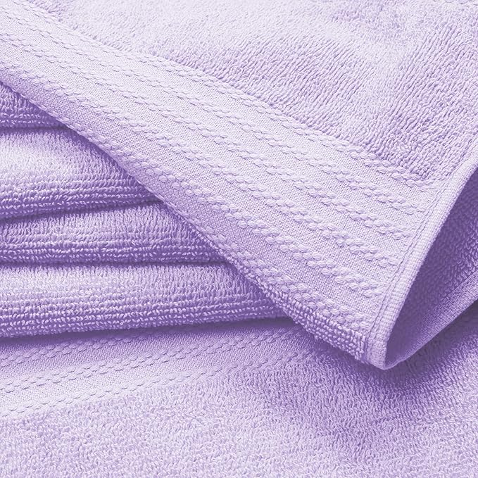 GLAMBURG Premium Cotton 4 Pack Bath Towel Set - 100% Pure Cotton - 4 Bath Towels 27x54 - Ideal for Everyday use - Ultra Soft & Highly Absorbent - Purple