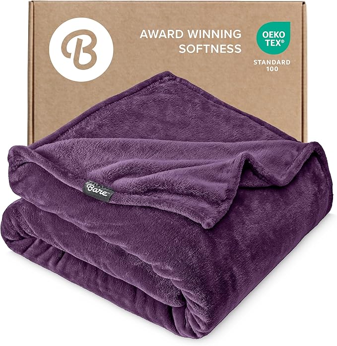 Bare Home Fleece Blanket - Full/Queen - Ultra-Soft Lightweight for Bed, Sofa, and Couch - Luxury Microplush - Cozy Warm Blanket (Full/Queen, Plum)