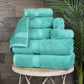 SUPERIOR Egyptian Cotton Pile 8 Piece Towel Set, Includes 2 Bath, 2 Hand, 4 Face Towels/Washcloths, Ultra Soft Luxury Towels, Thick Plush Essentials, Guest Bath, Spa, Hotel Bathroom, Turquoise