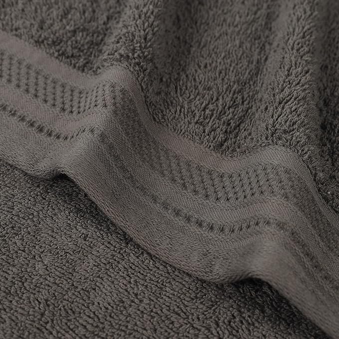 Superior Honeycomb 100% Cotton 500 GSM 12 Piece Bath Towel Set, 6 Washcloths, 4 Hand, 2 Bath Towels, Ideal for Bathroom, Kitchen or Beach, Quick Dry, Jacquard and Solid, Mid-Weight, Gunmetal
