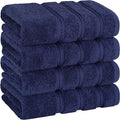 American Soft Linen Luxury Hand Towels for Bathroom, 600 GSM Heawy Weight 16x28 Size 100% Cotton Turkish 4 Piece Hand Face Towel Set, Navy Blue Hand Towels
