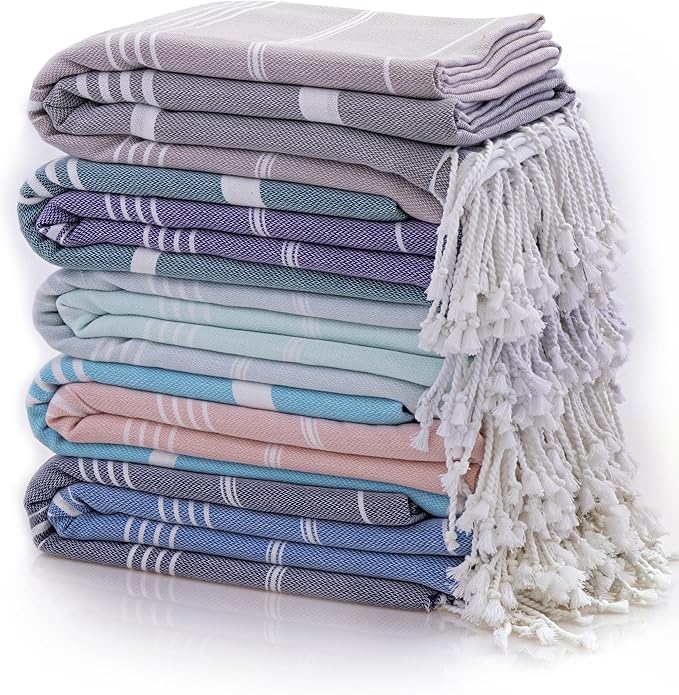 Beach Towel 100% Cotton Turkish Beach Towel Adult 38x70 Inch Pre-washed Absorbent Extra Large|Sand Free Quick Dry BathTowels|Lightweight Blanket|Travel Cruise Camping Spa Gym Yoga Sports Towel|Bark
