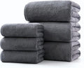 Lumimi Towel Set of 6 Very Soft Microfiber 3 Bath and 3 Hand Towels Quick Dry Light Weight for Bathroom Gym Salon, 6 Pack Dark Grey