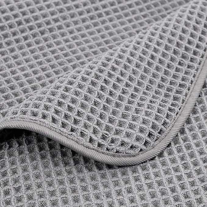 POLYTE 430 GSM Microfiber Oversize Quick Dry Lint Free Bath Towel, 60 x 30 in, 4 Pack (Waffle Weave)