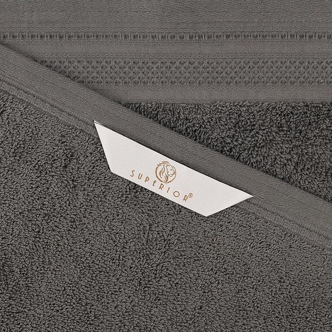 Superior Honeycomb Cotton Medium Weight Towels, for Guest Bath, Master Bathroom, Shower, Adults, Home Essentials, Textured Waffle Border, Assorted Towel Set, 12 Piece Face Towel Set, Gunmetal