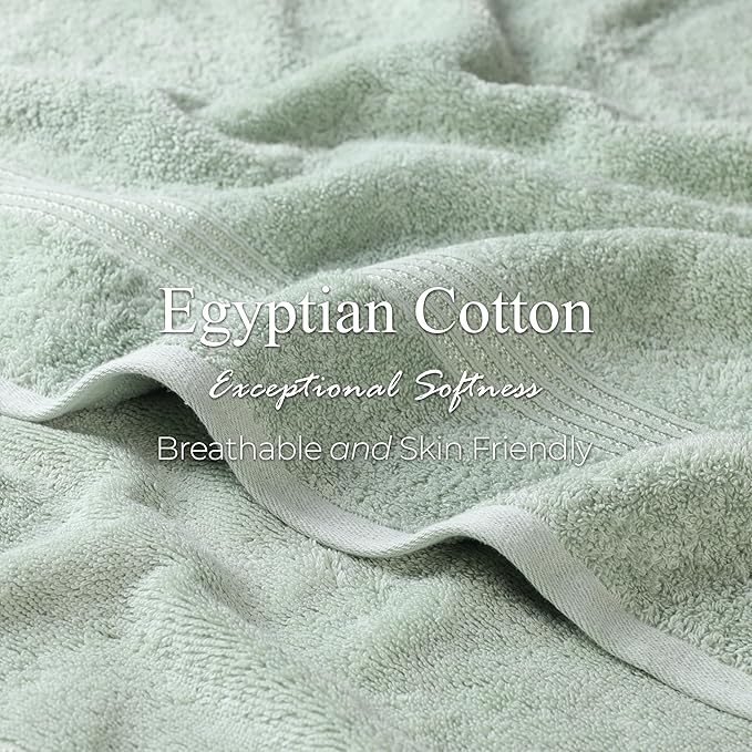 Superior Egyptian Cotton 8-Piece Towel Set, Assorted Towels for Home Bathroom, Guest Bath Decor Essentials, Includes 2 Bath, 4 Hand, 2 Face Towels/Washcloths, Quick Dry, Absorbent, Sage