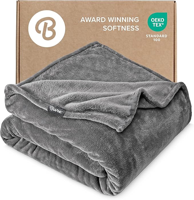 Bare Home Fleece Blanket - Baby Size - Ultra-Soft Lightweight for Bed, Sofa, and Couch - Luxury Microplush - Cozy Warm Blanket (Baby, Grey)