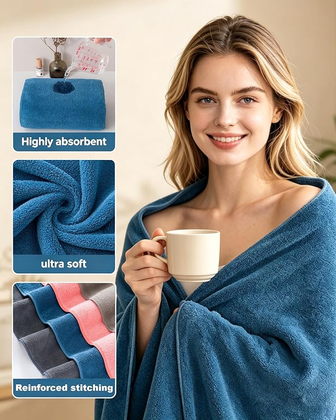 Lumimi Towels 3 Piece Very Soft Microfiber Bath Towel Set Super Absorbent Light Quick Dry and Durable, 55" L x 27" W, 3 Pack Pink Red