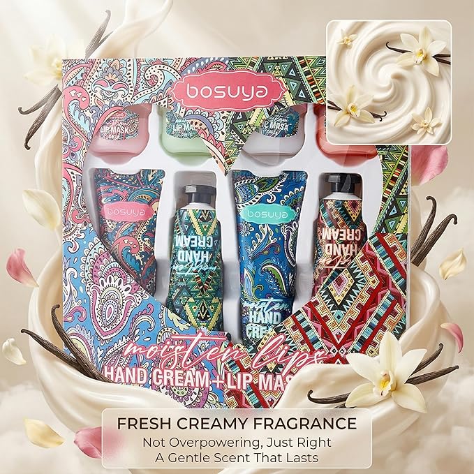 Hand Cream and Lip Balm Set, Hand Lotion and Chapstick Gift Set, 8 Pack Moisturizing Skin Care, Bulk Thank You Gifts, Party Favors for Women, Bridal Shower, Baby Shower, Christmas