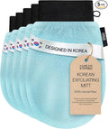 Korean Exfoliating Glove for Shower – Deep Body Scrubber & Face Exfoliator – Shower Gloves – Tan Remover Washcloth, Smooth Skin & Body Exfoliating Mitt – Loofah Wash Cloth Alternative (Pack of 5)
