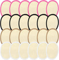 Boao 24 Pcs Loofah Pack Loofah Pads Bulk for Facial Exfoliating Body Bath Shower Mini Sponge Pads Natural Scrubber Brush for Men Women Spa and Travel(White, Coffee, Black, Pink)