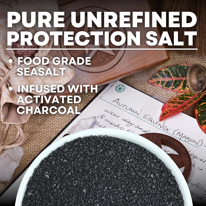 Black Salt for Protection Rituals & Wiccan Spells, Handcrafted Negative Energy Protection Crystals for Witchcraft, 14 Oz Bag, Witches & Wiccan Witchcraft Supplies