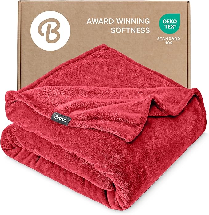 Bare Home Fleece Blanket - Twin/Twin Extra Long - Ultra-Soft Lightweight for Bed, Sofa, and Couch - Luxury Microplush - Cozy Warm Blanket (Twin/Twin XL, Red)