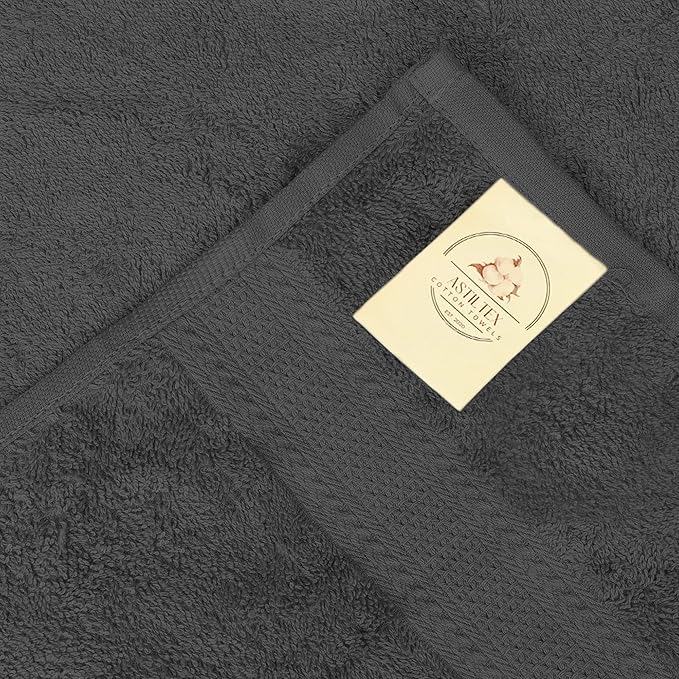 Large Bath Towels Pack of 6 – 24" x 50", 100% Cotton Terry – Soft, Quick-Dry & Highly Absorbent – Charcoal Grey Towels for Bathroom, Spa, Shower, Pool & Daily Use