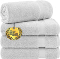 Cotton Paradise 4 Piece Turkish Bath Towels for Bathroom, 100% Cotton Extra Large Soft Plush Towels Bathroom Set, Silver Grey