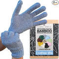 Temple Spring Shower Gloves Exfoliating for Women – Natural Textured Rayon Bamboo Exfoliating Glove with Thicker Weave for Deep Cleansing, Dead Skin Removal & Smooth Radiant Skin (1 Pair, Blue)