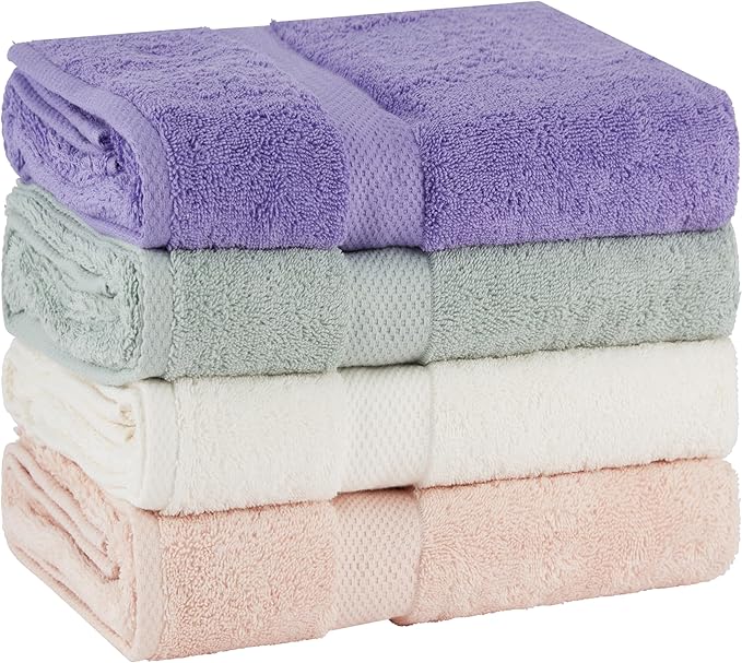 BolBom Towels 4 Pack Medium Bath Towel Set, 27“X54” Inches, 500 GSM 100% Ring Spun Cotton, Lightweight and Highly Absorbent Quick Drying Premium Towels for Hotel, Spa,Bath and Bathroom