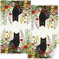 Accnicc 2 Pack Black Cat Bathroom Hand Towels Decorative Spring Floral Dish Kitchen Towel 16x27 Inch Botanical Colorful Wildflowers Butterfly Absorbent Soft Microfiber Bath Towels Hotel Spa Decor