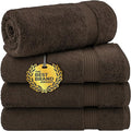 Cotton Paradise 4 Piece Turkish Bath Towels for Bathroom, 100% Cotton Extra Large Soft Plush Towels Bathroom Set, Brown